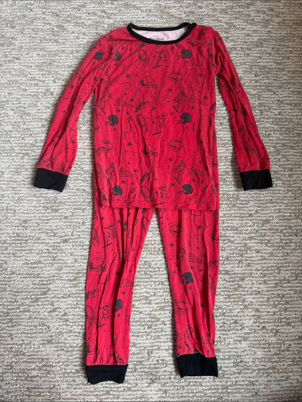 Magnetic Me Red and Black football-Print Kids Pajama Set
